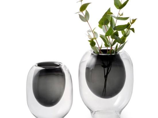 Βάζο Louisa 166004 19cm Clear-Black Philippi Γυαλί