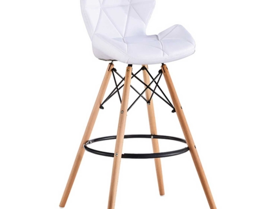 Σκαμπό Μπαρ Margo Λευκό 10-0130 55Χ55Χ72/99cm Μέταλλο,Τεχνόδερμα,Ξύλο