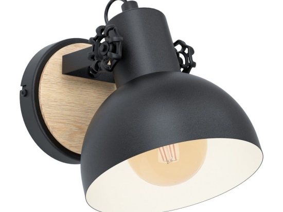 Φωτιστικό Τοίχου - Απλίκα Lubenham 43164 Black-Brown Eglo Μέταλλο,Ξύλο