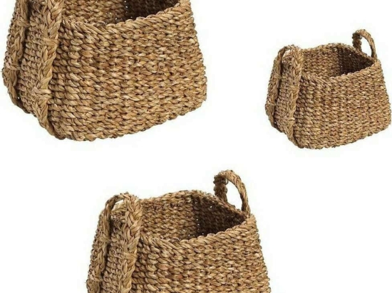 Καλάθι Αποθήκευσης Σετ 3Τμχ 45-32-23cm Natural KAG120 Espiel Seagrass