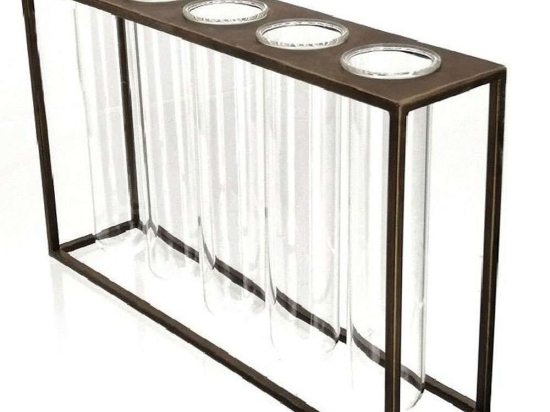 Διακοσμητικά Βάζα Μονοφλέρ 5 Θέσεων AFT230 35x8x22cm Clear-Gold Espiel Μέταλλο,Γυαλί
