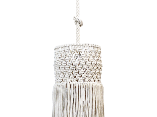 Φωτιστικό Οροφής  Mac-04 Φ30 1/L Macrame 31-1068 White Heronia Σχοινί,Μέταλλο