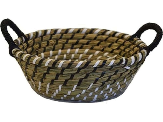 Καλάθι Πανέρι Ριγέ 00.06.67226 Φ28x10cm Multi Ψάθα