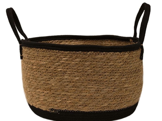 Καλάθι Ψάθινο 00.06.61113 Φ32x21cm Natural-Black Ψάθα