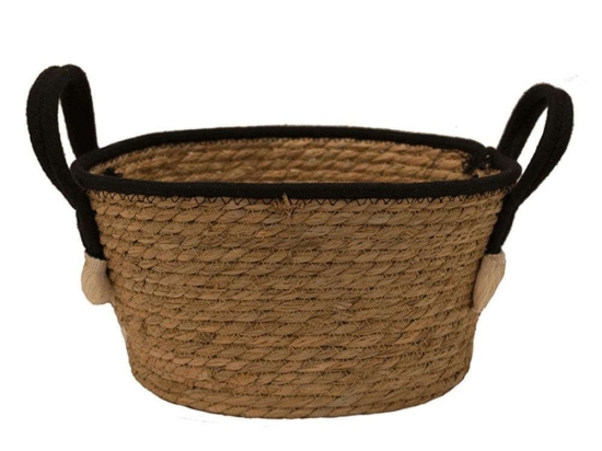 Καλάθι Ψάθινο 00.06.61136 Φ30x17cm Natural-Black Ψάθα