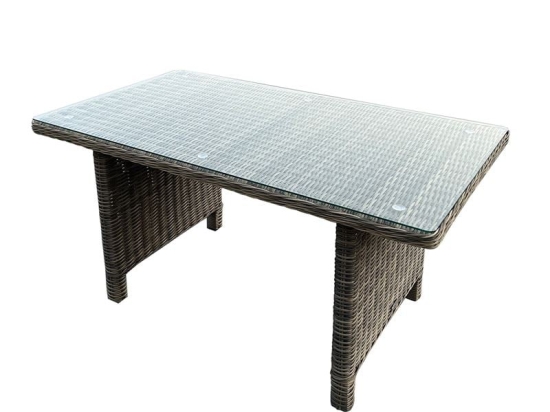 ARIZONA ΤΡΑΠΕΖΙ DINING ΒΕΡΑΝΤΑΣ - ΚΗΠΟΥ ALU, WICKER GREY BROWN, ΓΥΑΛΙ TEMPERED 5MM