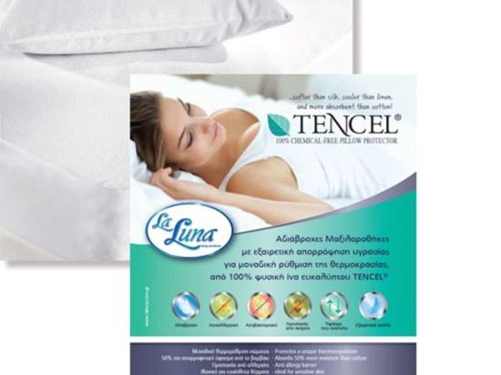 Αδιάβροχο Προστατευτικό Επίστρωμα Tencel White La Luna Διπλό Tencel