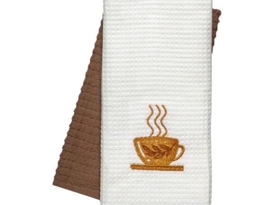 Beauty Home Ποτηρόπανα σετ 2τμχ Chocolate Art 8818 40x60 Καφέ