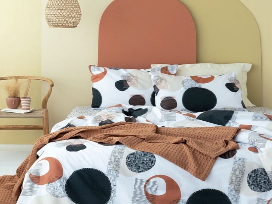 Σεντόνια FL6202 (Σετ 4τμχ) Terra-Black Palamaiki Υπέρδιπλο 240x260cm 100% Βαμβάκι
