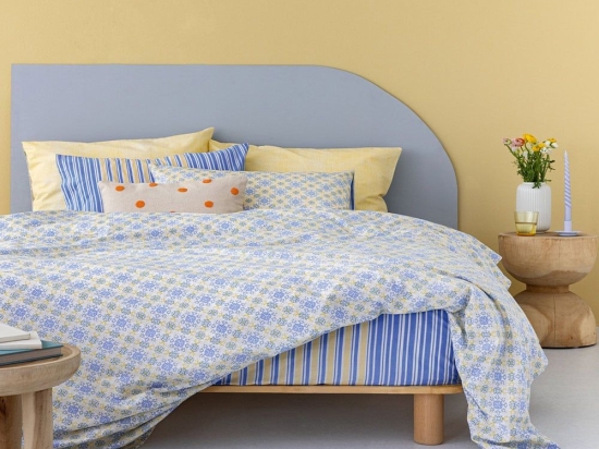 Σεντόνια FL6203 (Σετ 3τμχ) Yellow-Blue Palamaiki Ημίδιπλο 170x260cm 100% Βαμβάκι