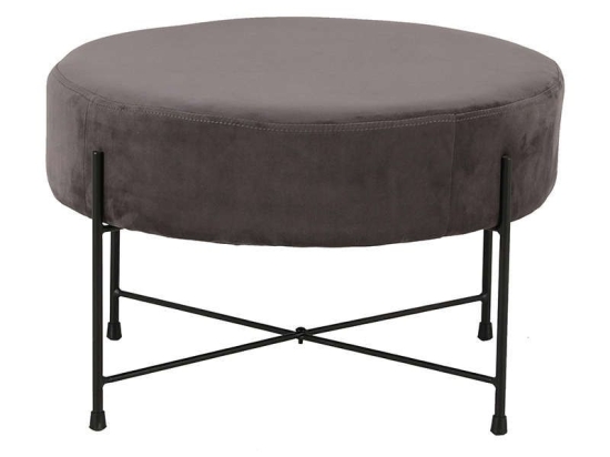 Σκαμπό 102 60x60x40cm Grey 380-92-005 Βελούδο, Μέταλλο