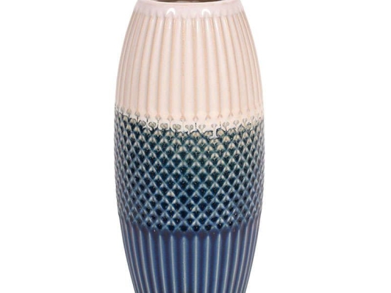 Βάζο Διακοσμητικό 32cm White-Blue 1-0033-91-010 Etiquette Κεραμικό