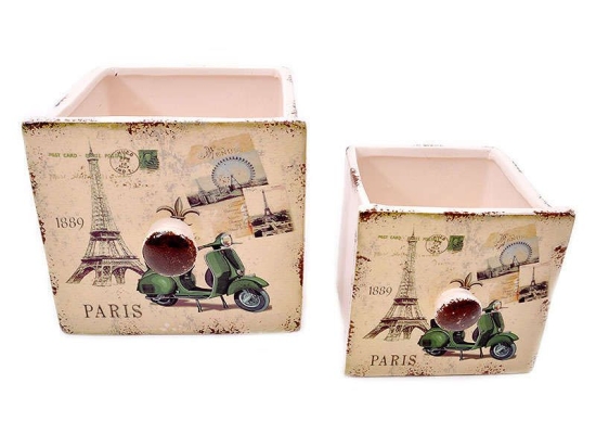 Κασπώ Σετ 2Τμχ Paris 47412Α 372-16-070 15x14cm Silver Κεραμικό