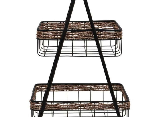 Καλάθια Σε Βάση (Σετ 2Τμχ) 128-123-083 43x30x60cm Black Μέταλλο