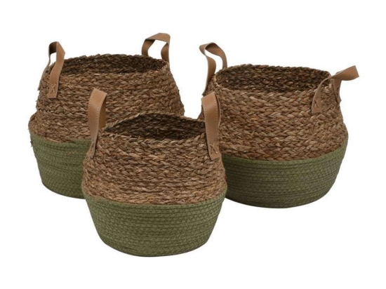 Κασπώ Ψάθινο (Σετ 3Τμχ) 373-123-829 Beige-Green Ψάθα