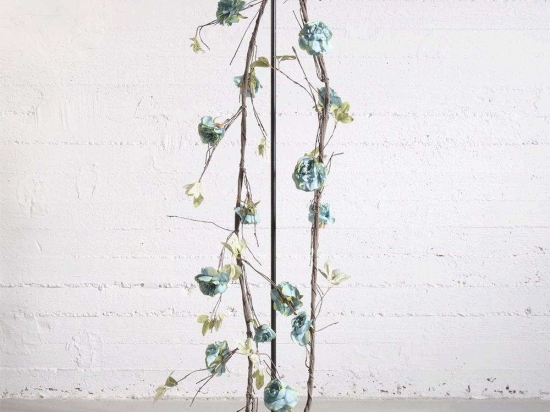 Τεχνητή Γιρλάντα Παιώνια 7090-7 300cm Light Blue Supergreens Polyurethane
