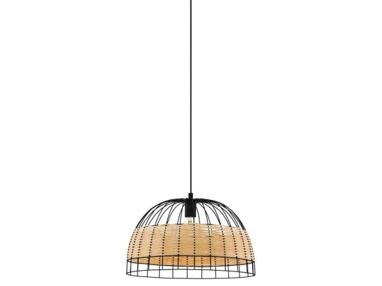 Φωτιστικό Οροφής Ø500 'Anwick' 43312 Natural-Black Eglo Rattan, Μέταλλο