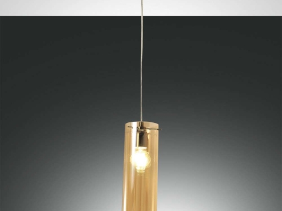 Φωτιστικό Οροφής Sintesi 3480-40-125 Amber Fabas Luce Μέταλλο,Γυαλί