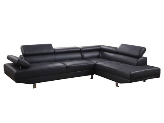 Καναπές Γωνία Δεξιά HM3084.02R Black 266x212x87 εκ. Τεχνόδερμα