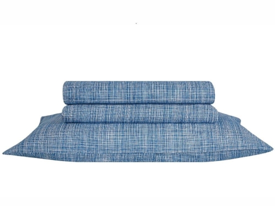 Σεντόνι Colton 01 Με Λάστιχο Blue Kentia Μονό 100x200cm 100% Βαμβάκι