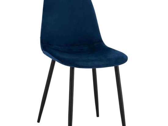 Καρέκλα Leonardo HM00100.08 43x54x88Υcm Blue Σετ 4τμχ Βελούδο, Μέταλλο