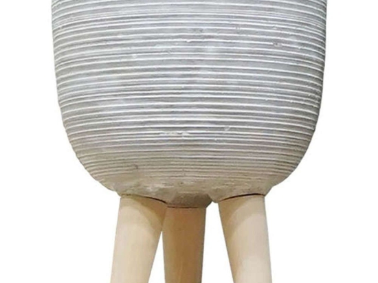 Κασπώ 06-00-21207-2 Φ31x42,5cm Grey-Natural Marhome Ξύλο,Τσιμέντο
