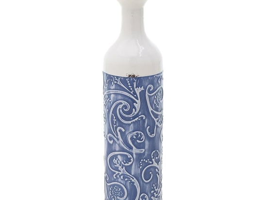 Βάζο Μεταλλικό 3-70-400-0012 Blue-White Δ12Χ45,5 Inart Μέταλλο