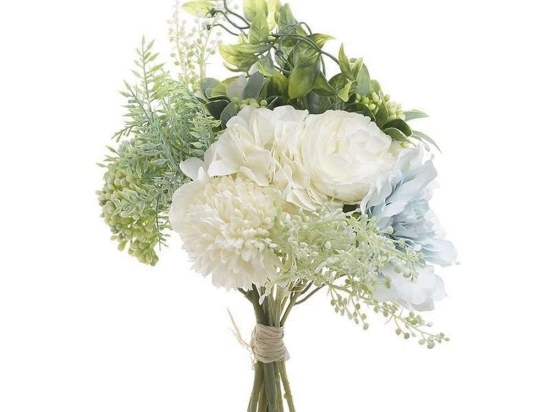 Διακοσμητικό Λουλούδι-Μπουκέτο 3-85-505-0052 Blue-White Υ38 Inart Ύφασμα