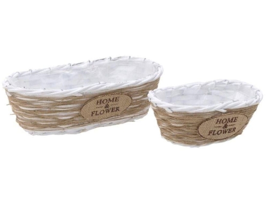 Κασπώ - Καλάθι 3-70-012-0164 Σετ 2τμχ 18X30X11 Natural-White Inart Ξύλο