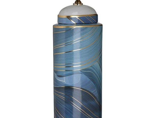 Βάζο Κεραμικό 3-70-902-0141 15Χ10Χ44 Blue-Gold Inart Κεραμικό