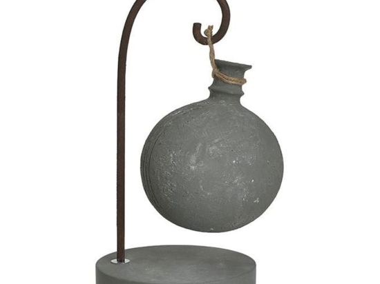 Βάζο Κρεμαστό 3-70-507-0329 17Χ17Χ35 Antique Grey Inart Τσιμέντο,Μέταλλο