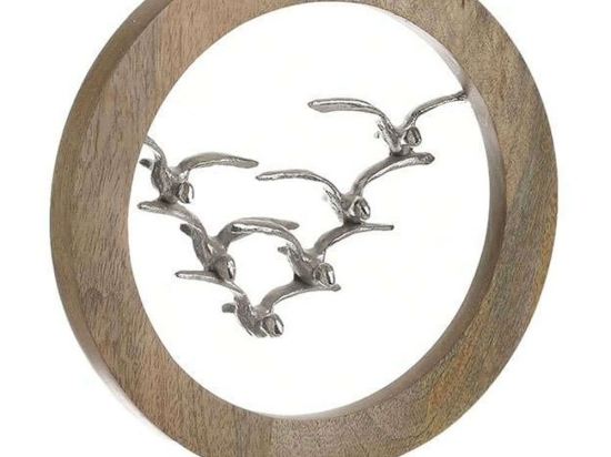 Διακοσμητικά Πουλιά 3-70-155-0025 27x10x27cm Natural-Silver Inart Μέταλλο,Ξύλο