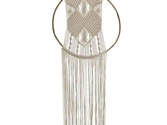 Διακοσμητικό Τοίχου Macrame 3-70-803-0056 50x130cm Natural-Beige Inart Ξύλο,Ύφασμα
