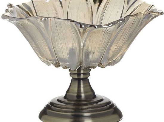 Διακοσμητικό Μπωλ Με Πόδι 6-70-151-0032 18x13cm Bronze-Clear Click Μέταλλο,Γυαλί