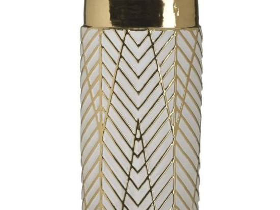 Βάζο Κεραμικό 3-70-619-0037 15x8x28cm White-Gold Inart Κεραμικό