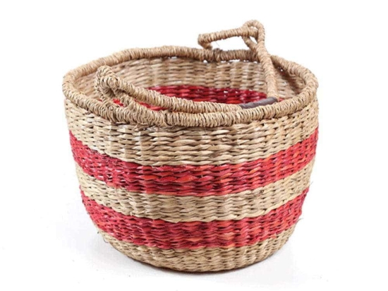 Καλάθι Διακοσμητικό Rossi M 0680088 30x30x18cm Red-Natural Soulworks Seagrass