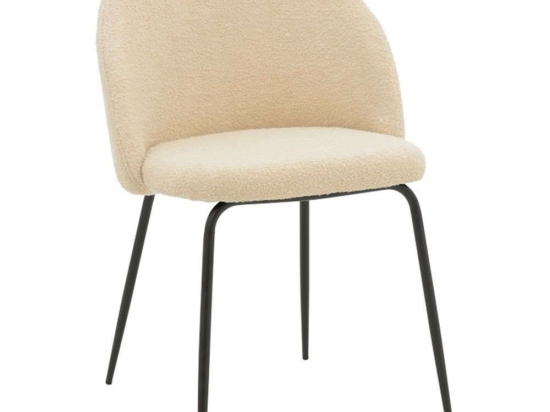 Καρέκλα Fersais Μπουκλέ 273-000012 48x57x81cm Ecru-Black Μέταλλο,Ύφασμα