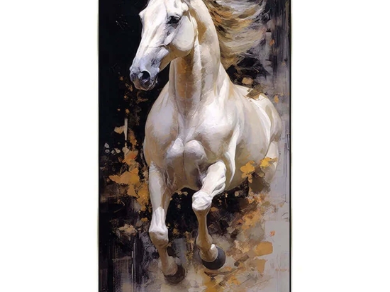 Κάδρο Horse 16-30022 70x140cm Multi Marhome Κάθετοι Ξύλο, Καμβάς