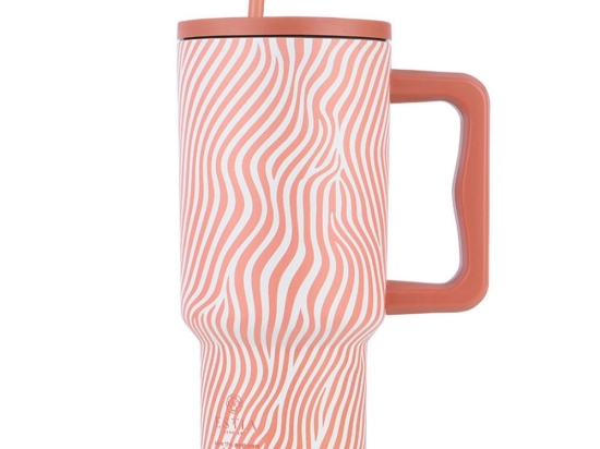 Κούπα - Θερμός Με Καλαμάκι Soft Ripple Tumbler XL Save The Aegean 01-32043 900ml Terra-White Estia