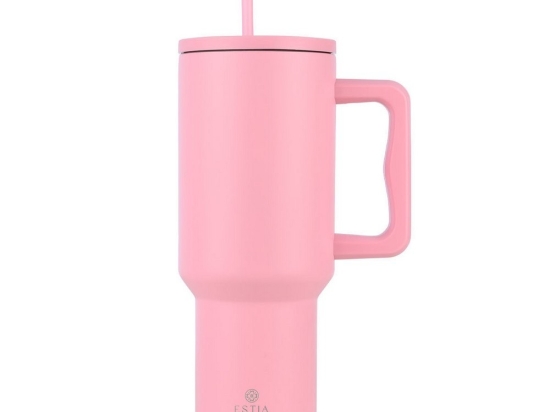 Κούπα - Θερμός Με Καλαμάκι Tumbler XL Save The Aegean 01-32210 1,2Lt Blossom Rose Estia