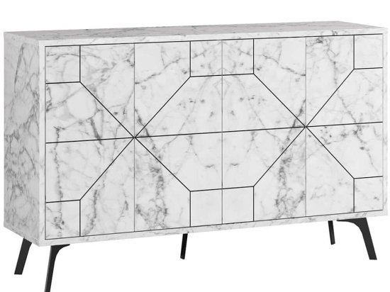 Μπουφές Dune 855DTE4219 123x35x62,4cm Marble Effect White Μοριοσανίδα, Μελαμίνη