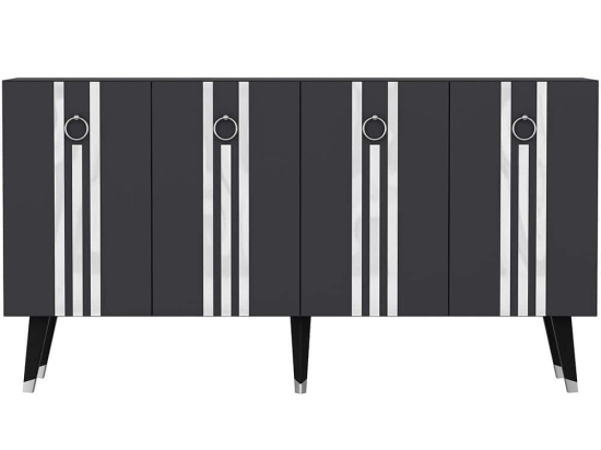 Μπουφές Isil 475OLV2681 150x40x80cm Anthracite-Silver Μοριοσανίδα, Μελαμίνη