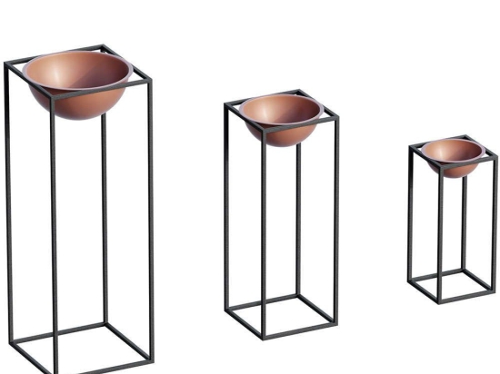 Κασπώ (Σετ 3Τμχ) 247HFM1170 28x28x80/22x22x60/17x17x40cm Black-Copper Aberto Design Μέταλλο