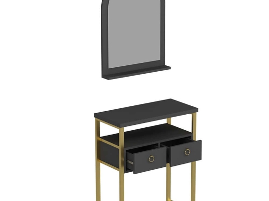 Κονσόλα Με Καθρέπτη Mipa 505CRL2201 75x36x88/60x9,6x80cm Anthracite Μοριοσανίδα, Μελαμίνη