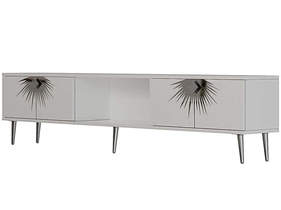 Έπιπλο Τηλεόρασης Nida 475OLV3078 150x29,6x40,6cm White-Silver