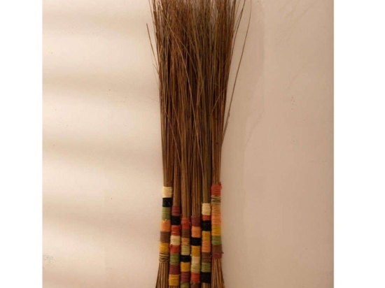 Διακοσμητικό Επιτοίχιο Brooms Multicolor LBTCABRWA100MUL 100x25cm Multi Calma House Άχυρο,Ξύλο