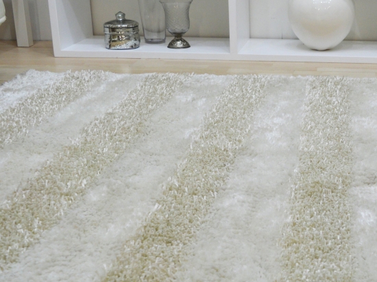 Χαλί Shaggy Lines White-Cream 170X240cm