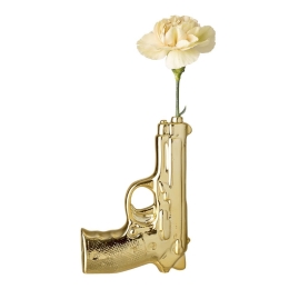 Βάζο Πιστόλι Πορσελάνινο 277014 H16,5xW11,5cm Gold Bloomingville Πορσελάνη