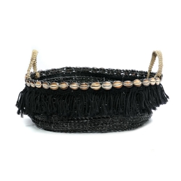 Καλάθι The Boho Fringe BAJN032BN 40x40x17 Black-Natural Bazar Bizar Seagrass