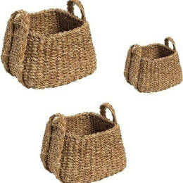 Καλάθι Αποθήκευσης Σετ 3Τμχ 45-32-23cm Natural KAG120 Espiel Seagrass